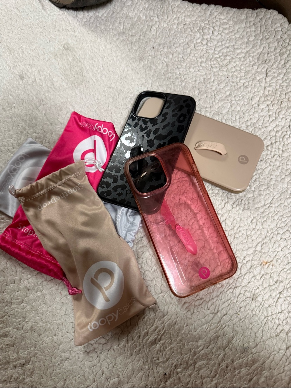 Loopy Case Phone Case Set — Pink, Black Cheetah, Tan iPhone 13/12 ProMax